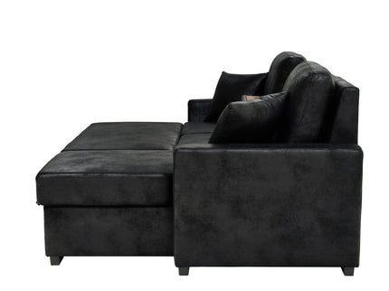 Upholstered Sectional With Pull-Out Bed And Chaise Storage