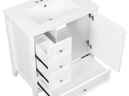 Modern Bathroom Vanity With Sink, 1 Cabinet & 3 Drawers