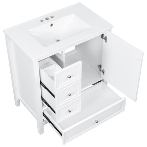 Modern Bathroom Vanity With Sink, 1 Cabinet & 3 Drawers