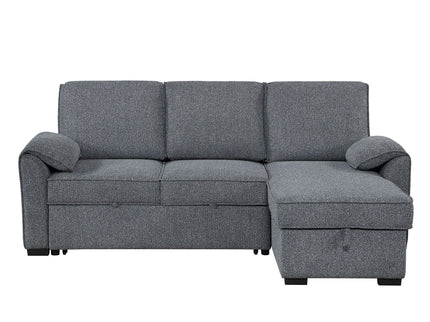 Rebecca - Sofa With Pull Out Bed, Storage Chaise, USB And Cup Holders - Dark Gray