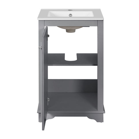 Bathroom Vanity With Sink, Freestanding Single Cabinet Set, Soft Close Door, Adjustable Shelf