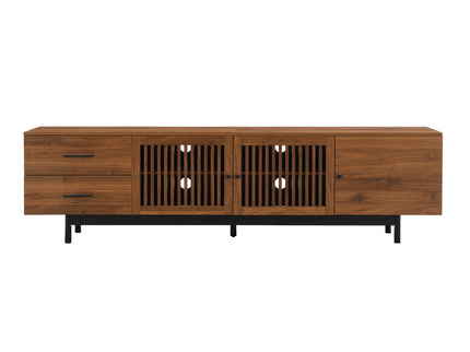 TV Stand, Media Console With 2 Drawers, Soft Closing Hinges, Adjustable Shelves - Walnut