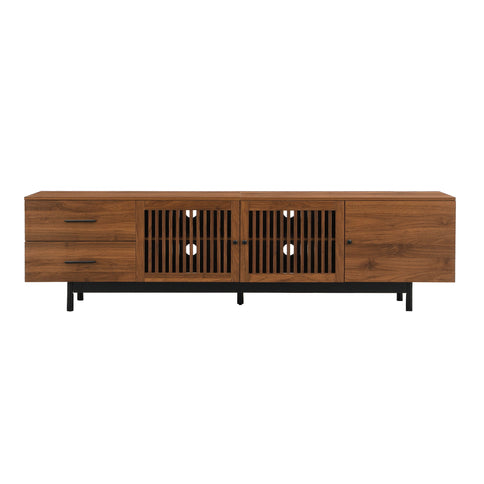 TV Stand, Media Console With 2 Drawers, Soft Closing Hinges, Adjustable Shelves - Walnut