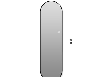 Capsule Shaped Dimmable LED Full Length Wall Mirror With Frame - Silver