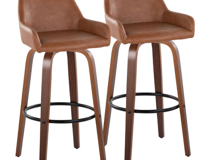 Daniella - Contemporary Fixed Height, Barstool & Swivel And Round Footrest (Set of 2)