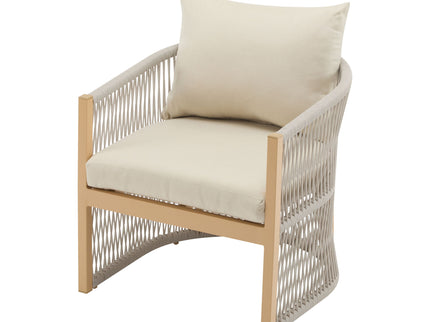 Modern Curved Aluminum Lounge Chair With Stylish Rope Weave Design And Cushioned Comfort For Outdoor