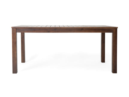 Acacia Wood Outdoor Dining Table With Slatted Top - Dark Brown