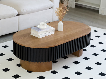 Elliptical Living Room Coffee Table With Hidden Storage And Removable Tabletop