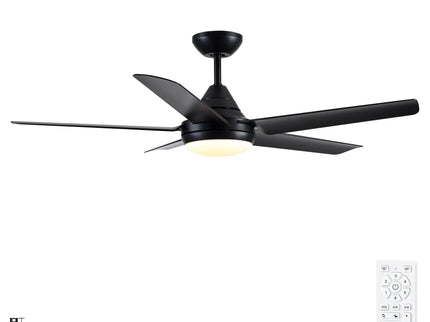 Ceiling Fan With Lights And Remote Control, Reversible DC Motor, 6 Speeds, 3 Cct Dimmable LED, Quiet Timer For Indoor - Black