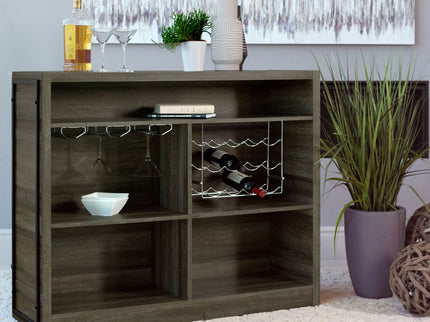 Garrison - 5 Shelf Home Bar Wine Cabinet With Stemware Racks And 12 Bottle Wine Storage - Oak