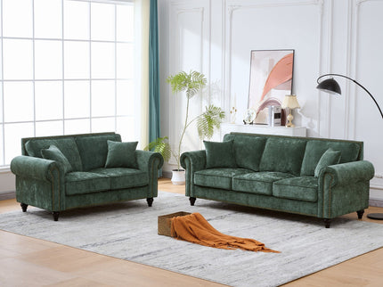 2 Seater Sofa With Rolled Arms, Tufted Upholstered Couch