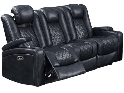 Power Reclining Sofa With Adjustable Headrest - Inky Blue