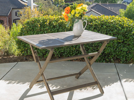 Blissique - Outdoor Foldable Wood Dining Table With Slat Design