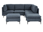 Blue / 3 Pc. L-Shaped Sectional, 2 Ottomans