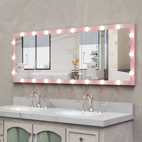 Full Length Mirror With Lights Full Body Vanity Mirror With 3 Color Modes Lighted Standing Floor Mirror For Dressing Room Bedroom Wall Mounted Touch Control