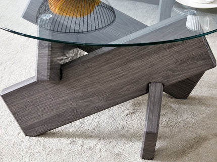 Modern Round Glass Coffee Table With Tempered Glass