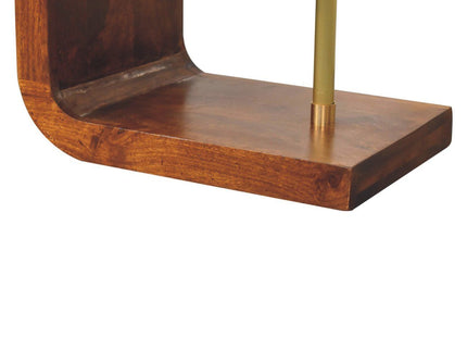 S Curve Brass Bedside Table - Dark Brown