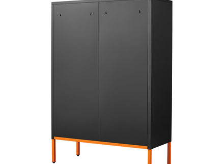 Grid Double Door Shoe Cabinet With Adjustable Compartments And Moisture-Proof Design In Metal