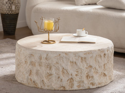 Round Coffee Table & Smooth Texture For Living Room - Light Beige