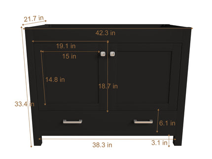 Bathroom Vanity With Soft Close Cabinet, Single Drawer, Sink Not Included - Black