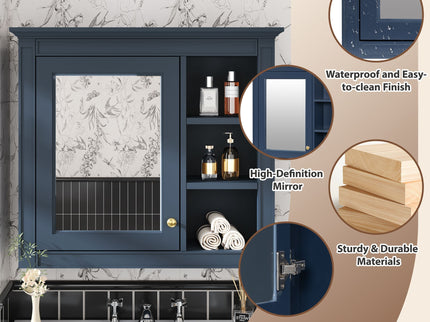 Wall Mounted Medicine Cabinet With Mirror And 3 Open Shelves