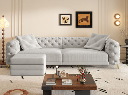 3 In 1 Convertible Sleeper, Deep Seat Pull Out Sofa Bed, Button Tufted