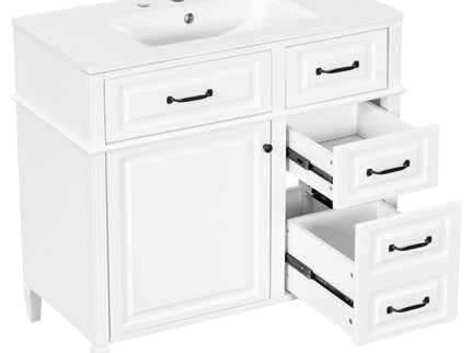 Modern Bathroom Vanity With Sink Top, Flip Drawer Design