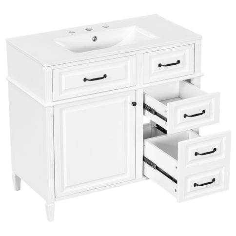 Modern Bathroom Vanity With Sink Top, Flip Drawer Design