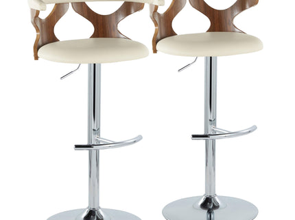 Gardenia - Mid Century Modern Adjustable Barstool With Swivel With Rounded T Footrest (Set of 2)