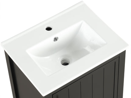 Modern Bathroom Vanity With Sink, Soft-Closing Door And Open Shelf