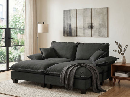 Modular Sectional Sofa With Movable Ottoman & Pillows