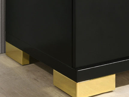 Contemporary Nightstand With 2 Drawer Storage - Black