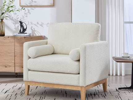 Wide Modern Performance Accent Chair With Natural Legs