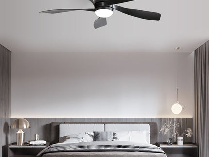 52" Ceiling Fan With 3 Color Dimmable LED Light, 5 Blades, Remote Control, Reversible DC Motor