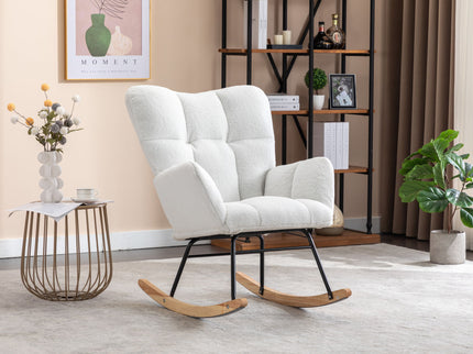 Teddy Fabric Rocking Gilder Nursery Chair For Living Room Indoor - Ivory