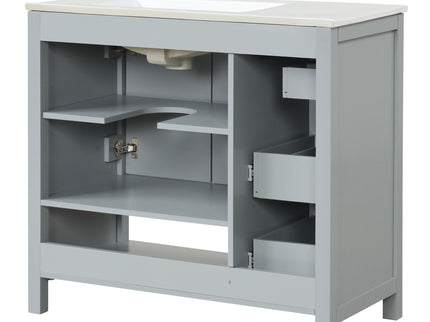 Bathroom Vanity With Sink Top, Bathroom Vanity Cabinet With 2 Doors And 2 Drawers, Open Shelf