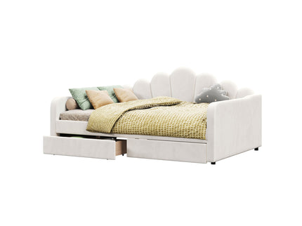 Shell Shaped Upholstered Daybed Frame With Slats