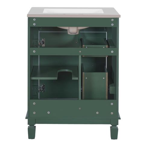 Bathroom Vanity With Sink, Compact Cabinet & 2 Drawers And Adjustable Shelf