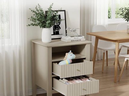 Fluted Nightstand With 2 Drawers