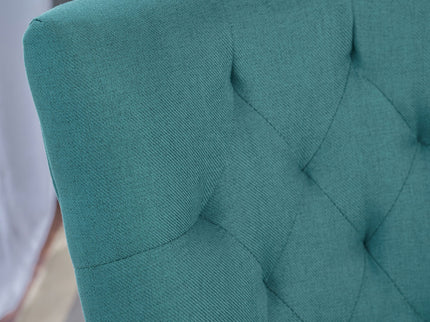 Dining Chair (Set of 2) With Upholstered Diamond Tufting And Espresso Birch Legs - Teal