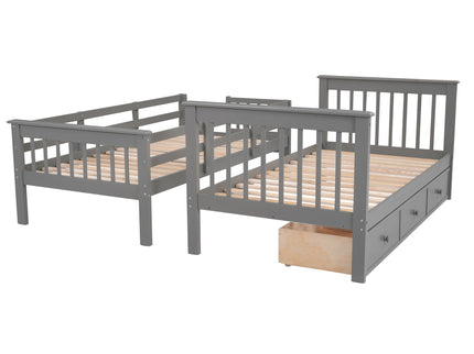 Stairway Bunk Bed With Storage And Guard Rail For Bedroom