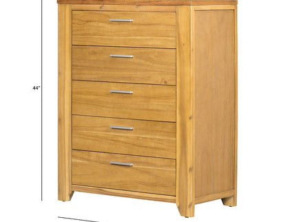 5 Drawer Dresser - Natural Wood / Brown