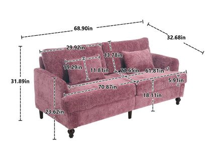 Mid Century Modern Fabric Loveseat Sofa, 2 Seat Upholstered Couch