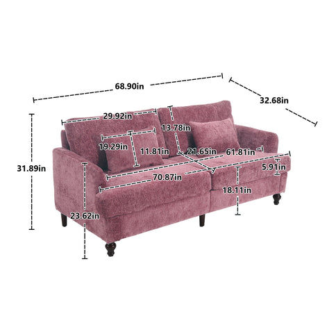 Mid Century Modern Fabric Loveseat Sofa, 2 Seat Upholstered Couch