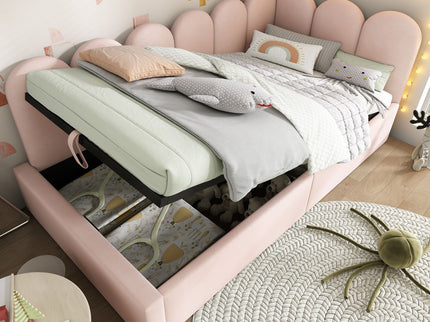 Upholstered Daybed With Metal Slatted Base