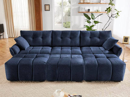 Sofa Set With Ottoman And Pillows, Textured, High Resilience Cushions