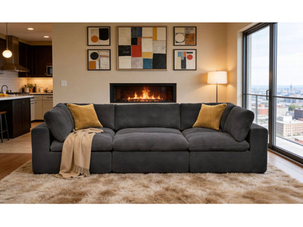 Custom Configuration Modular Sectional With Toss Pillows