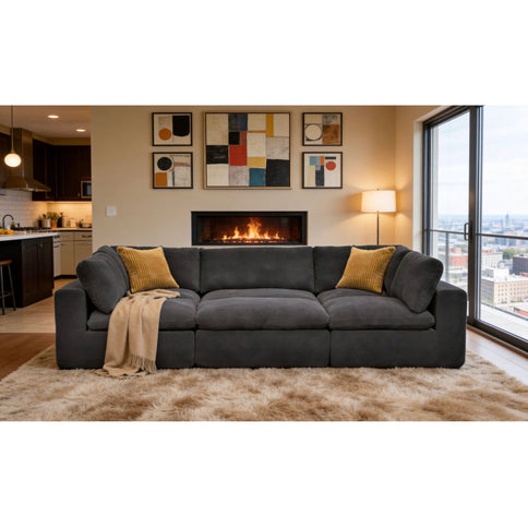 Custom Configuration Modular Sectional With Toss Pillows