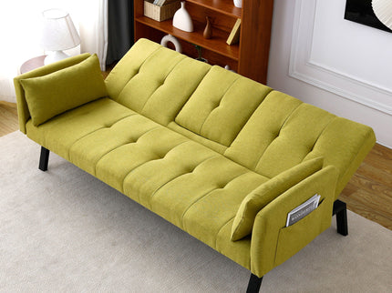 Sofa Bed With Foldable Design And Cup Holder - Green