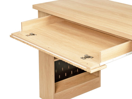 Modern Fluted Office Desk With Storage Cabinet